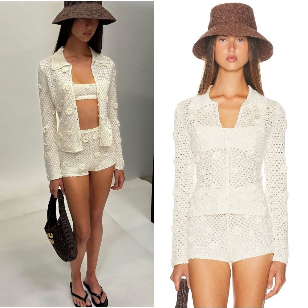 NWT HELSA Rieley Cardigan in cream knit